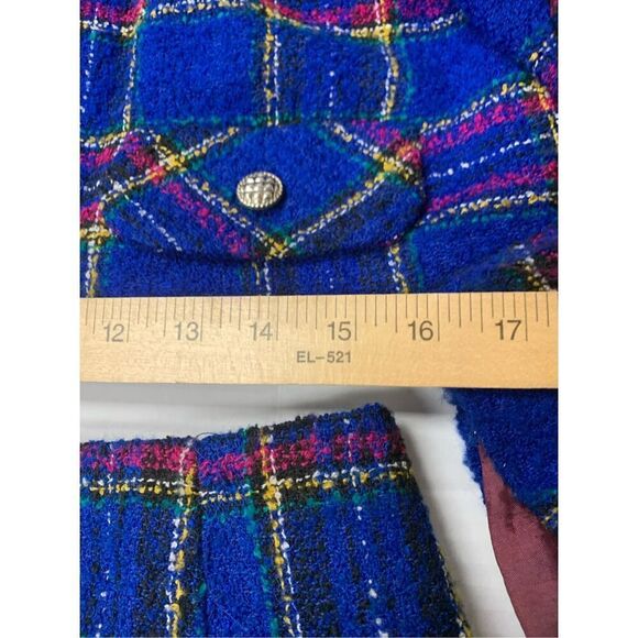 Multicolored Plaid Patterned Tweed Skirt suit - Picture 7 of 9